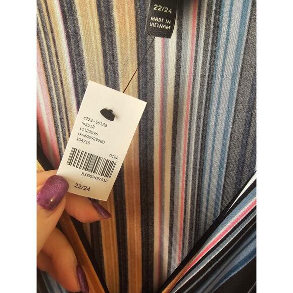 Lane Bryant striped Surplice-Neck Side-Ruched Midi Dress sz 22/24 new with tags - Picture 7 of 8